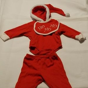 3 piece Trend lab  Santa outfit with bib